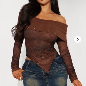 Fashion Nova Chocolate Brown Off The Shoulder Top